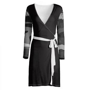 Invisible Tongues Wrap Dress