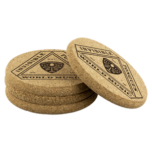 "Invisible Tongues" Round Cork Coasters