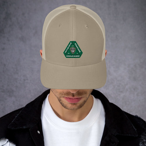 Invisible Tongues Green Logo Trucker Cap